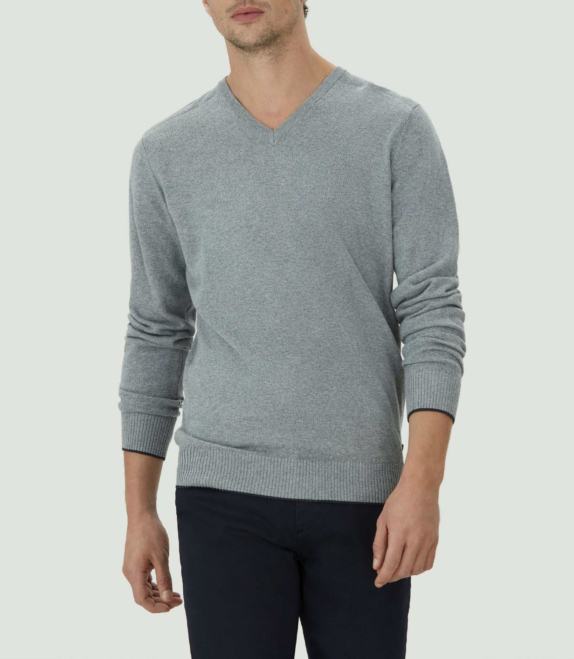 Pull col V gris chiné "Lambert" - IZAC