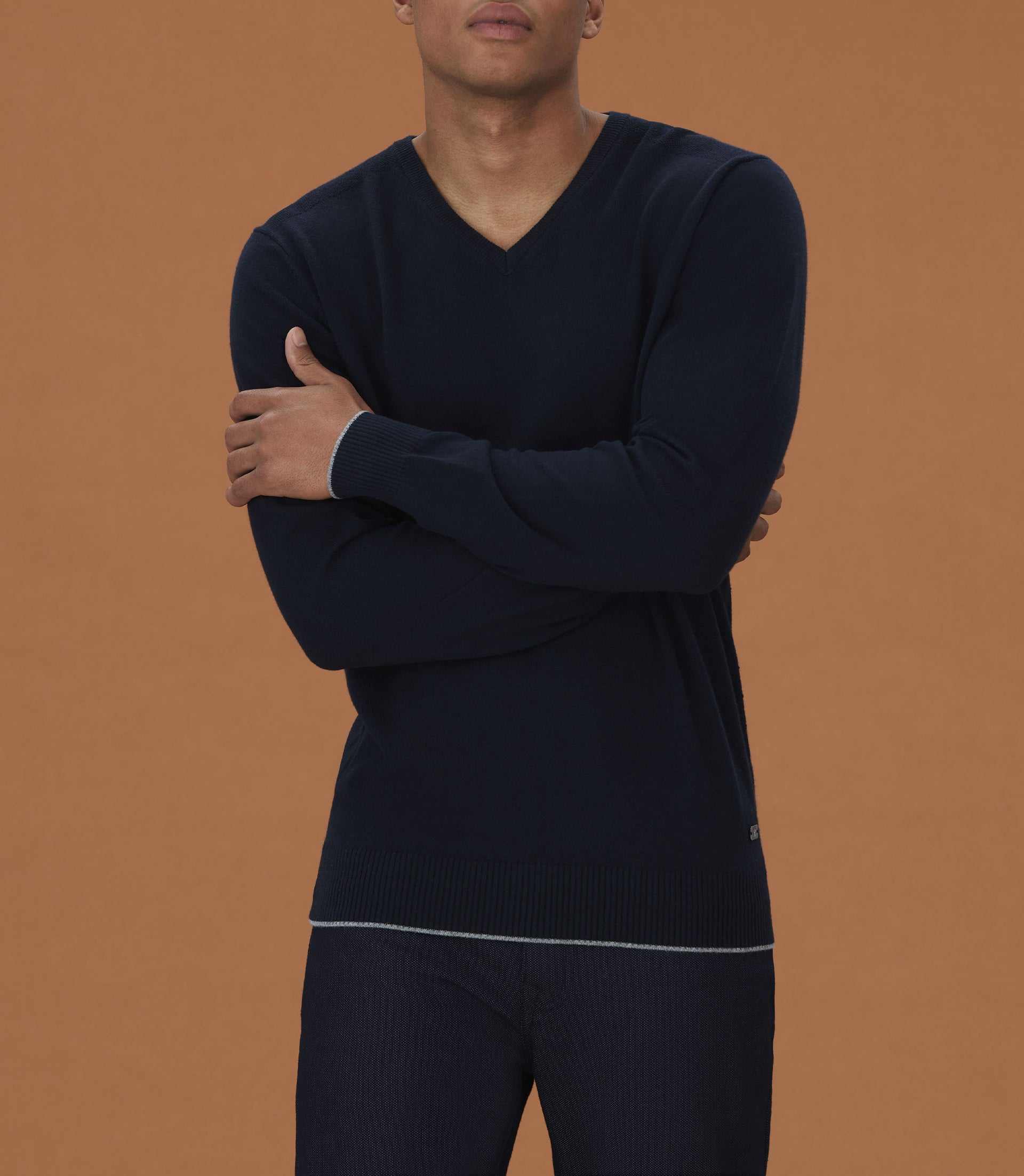 Pull col V marine "Lambert" - IZAC