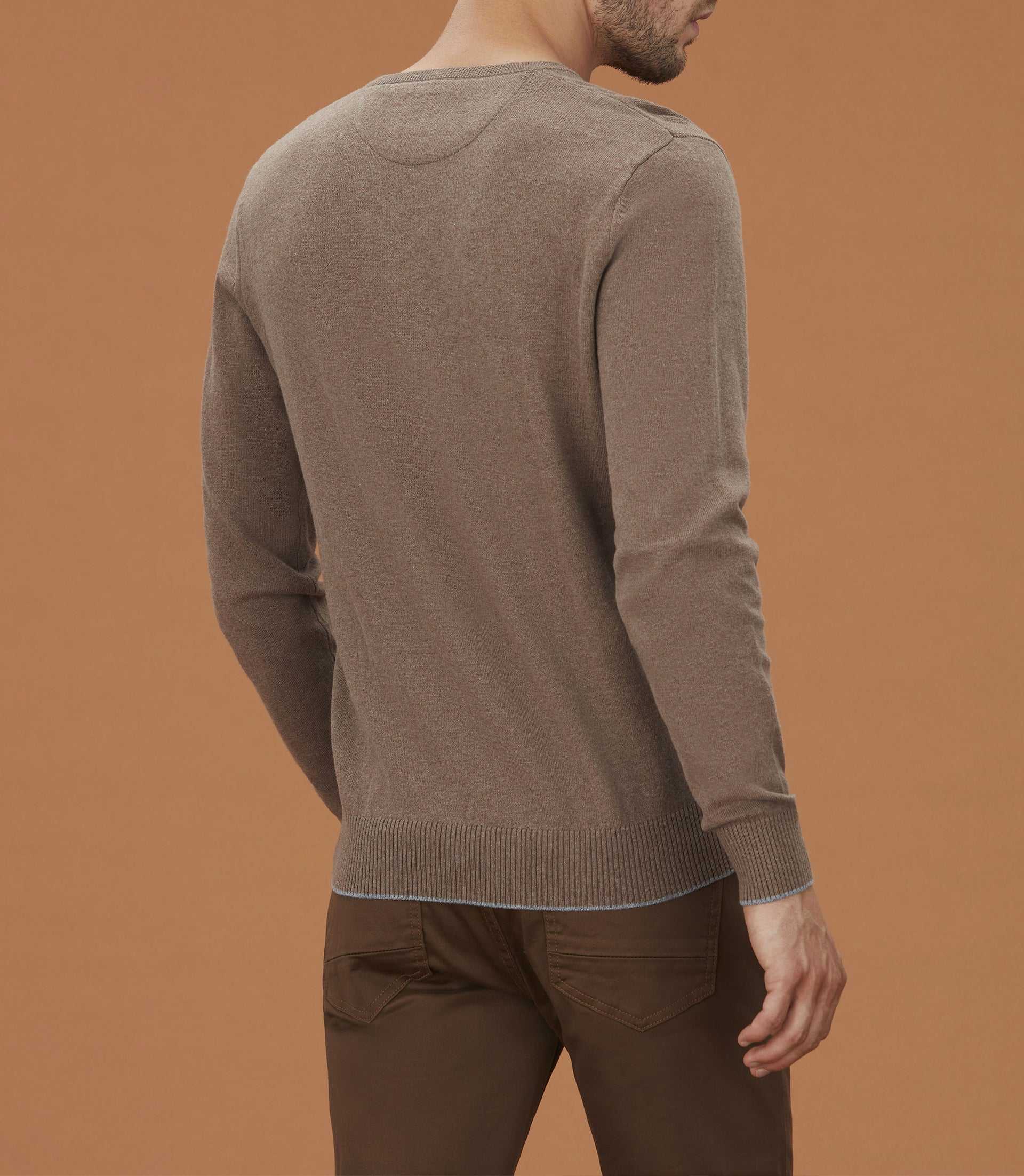Pull col V taupe chiné "Lambert" - IZAC