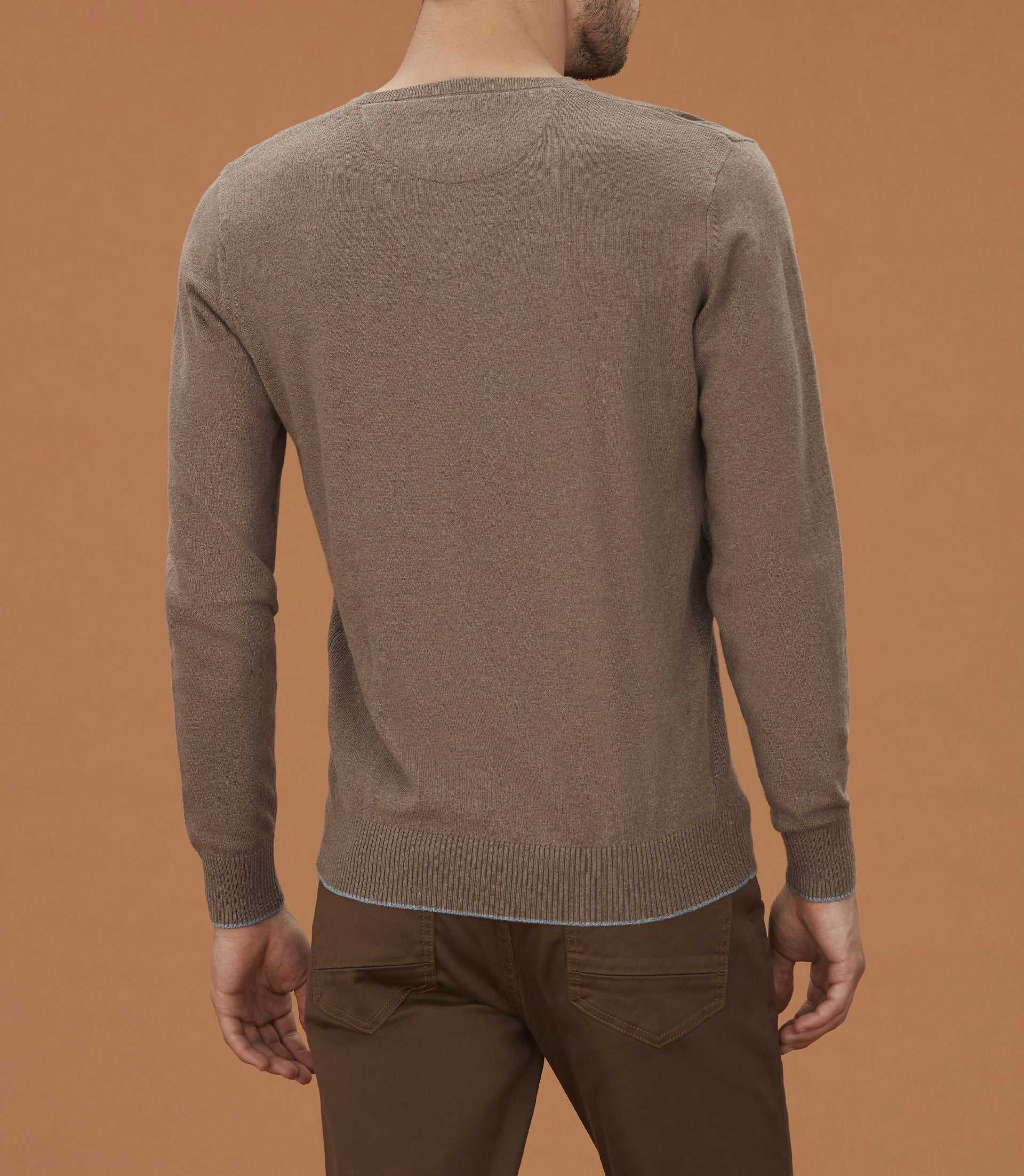 Pull col V taupe chiné "Lambert" - IZAC