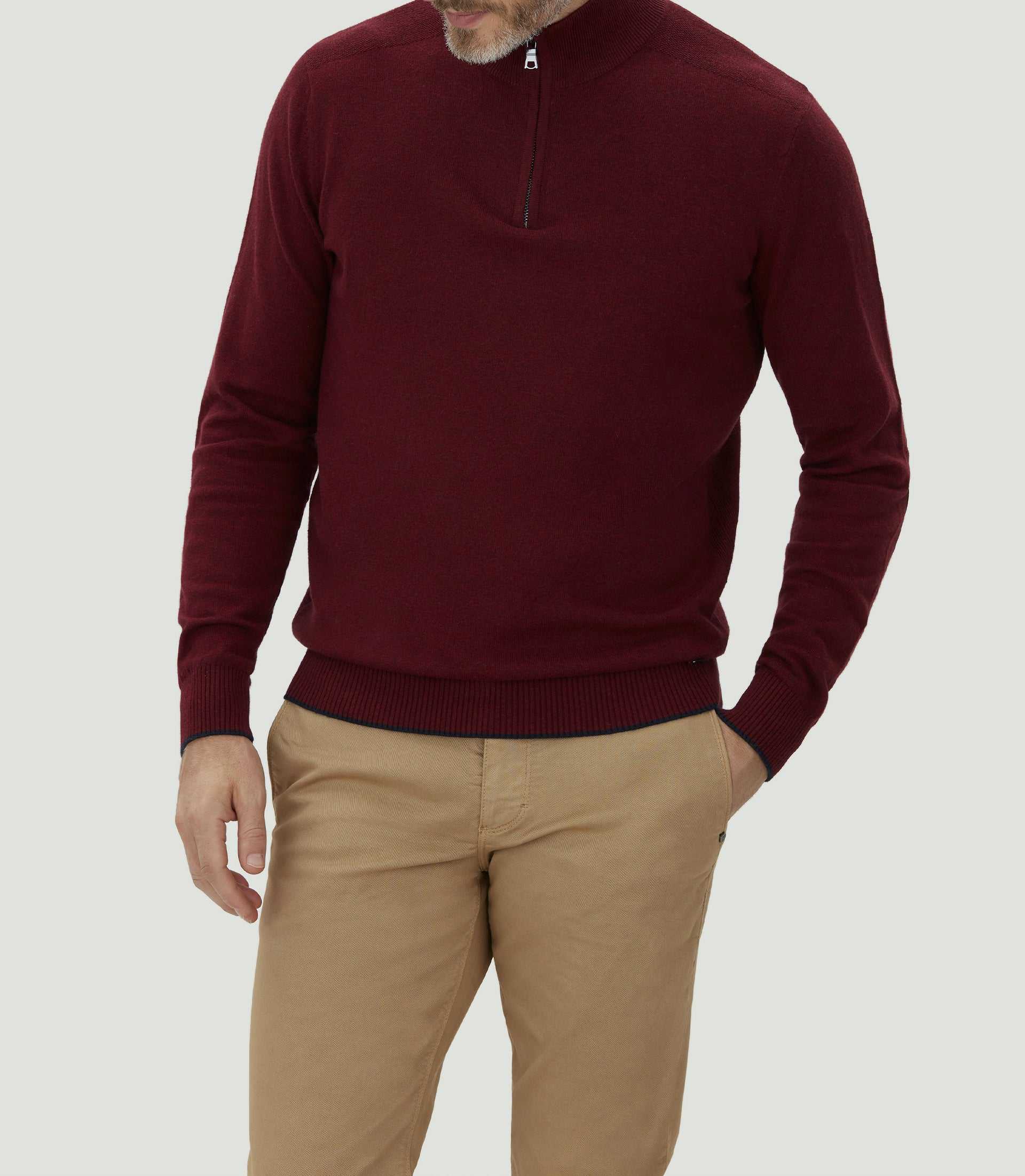 Pull col zippé bordeaux "Lancelot" - IZAC