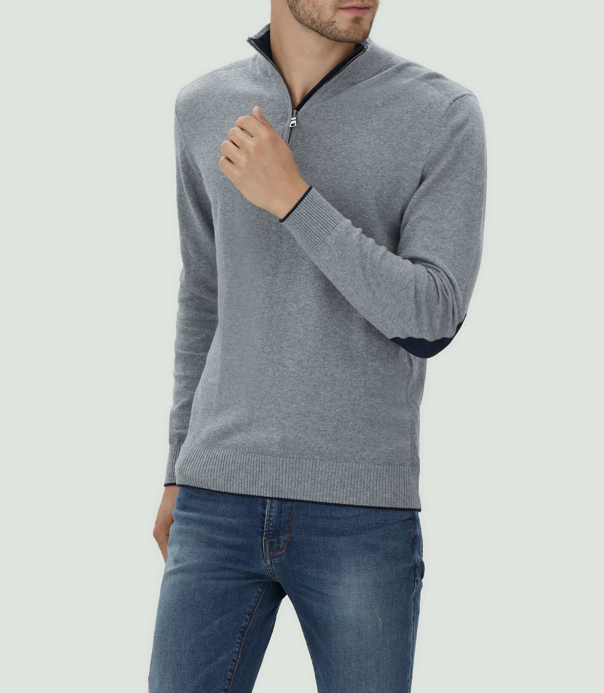 Pull col zippé gris chiné "Lancelot" - IZAC