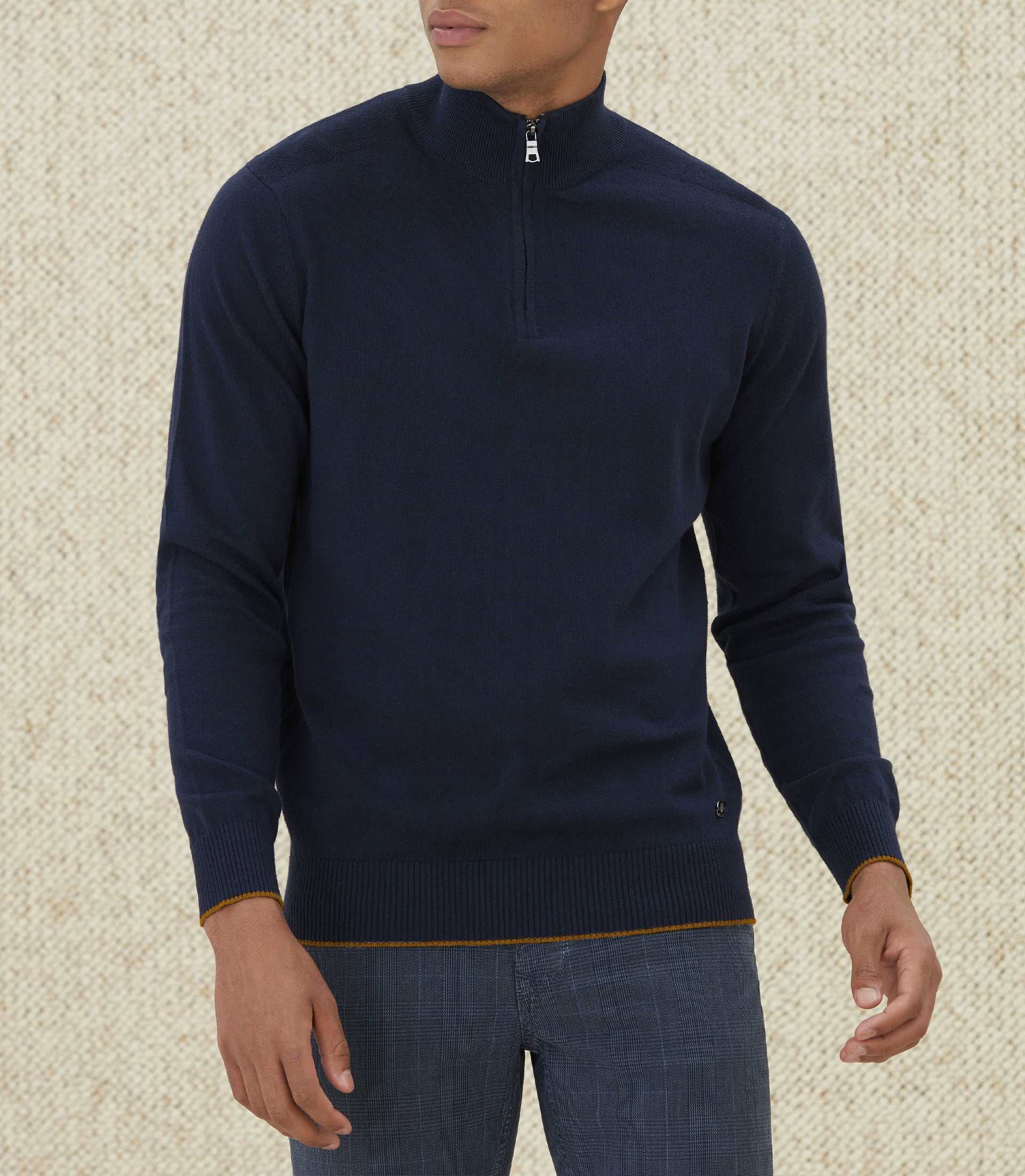 Pull col zippé marine "Lancelot" - IZAC