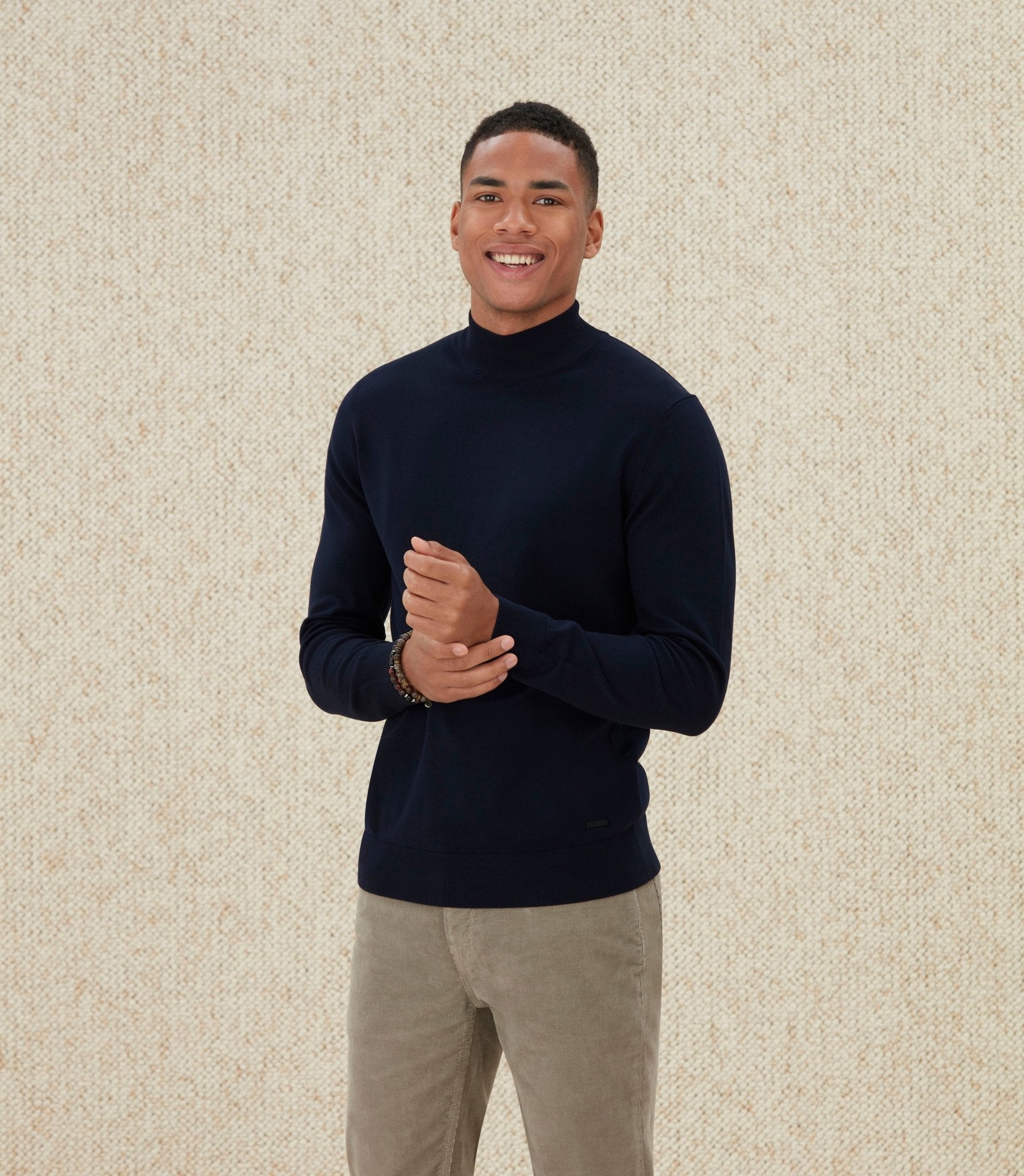 Pull col mi - haut marine "Lazare" - IZAC