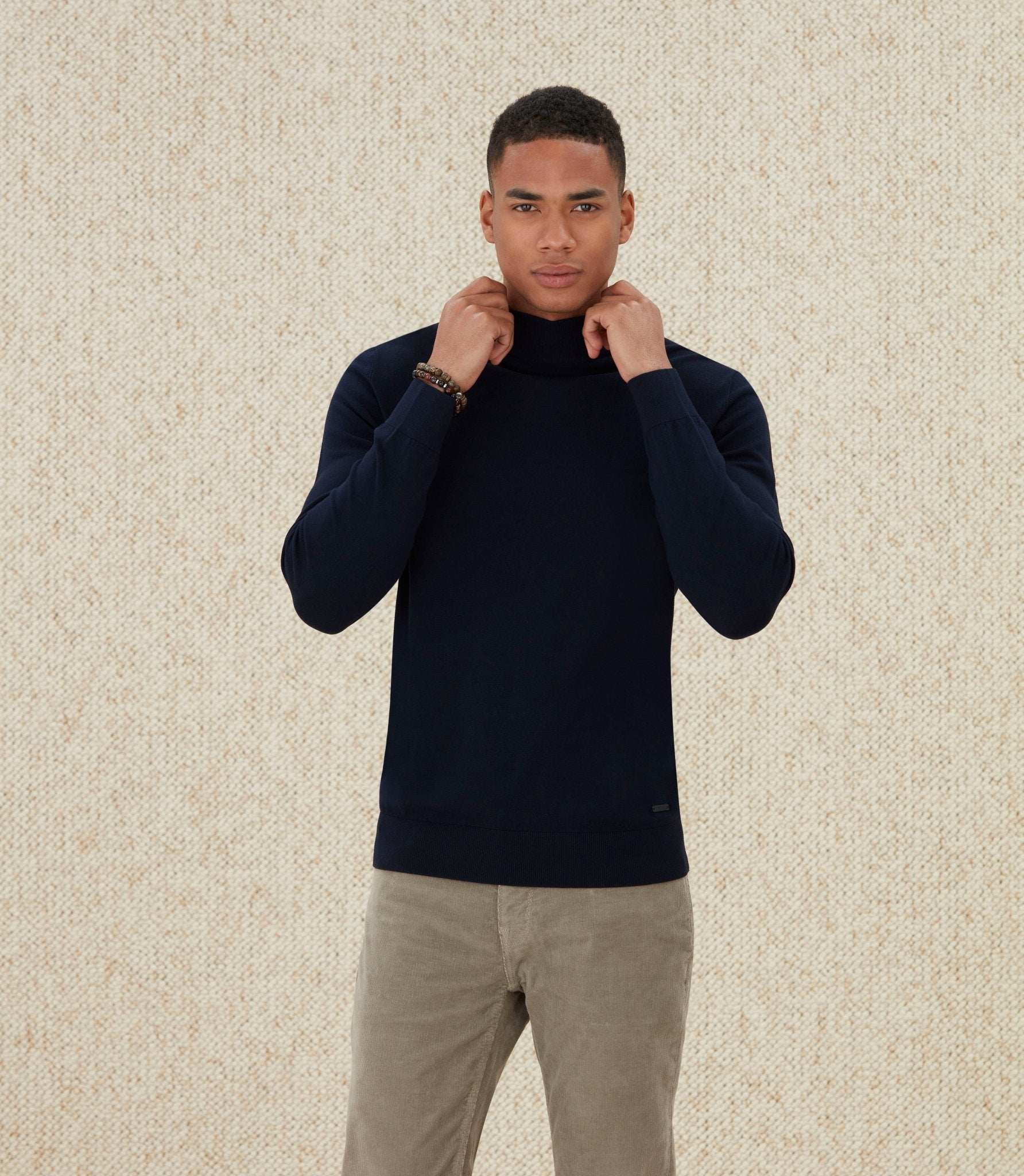 Pull col mi - haut marine "Lazare" - IZAC