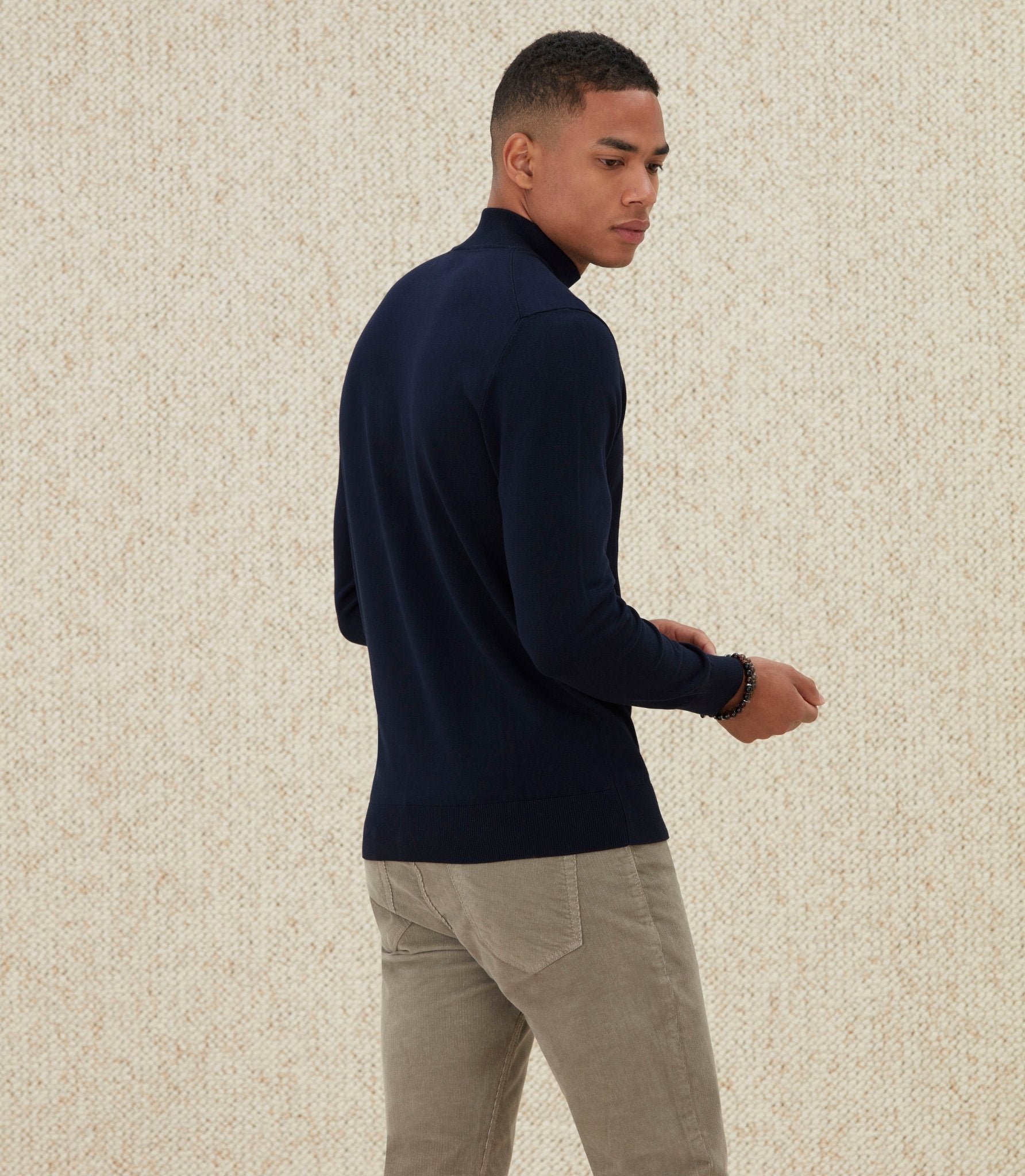 Pull col mi - haut marine "Lazare" - IZAC