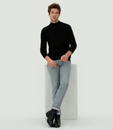 Pull col cheminée noir "Lazare" - IZAC