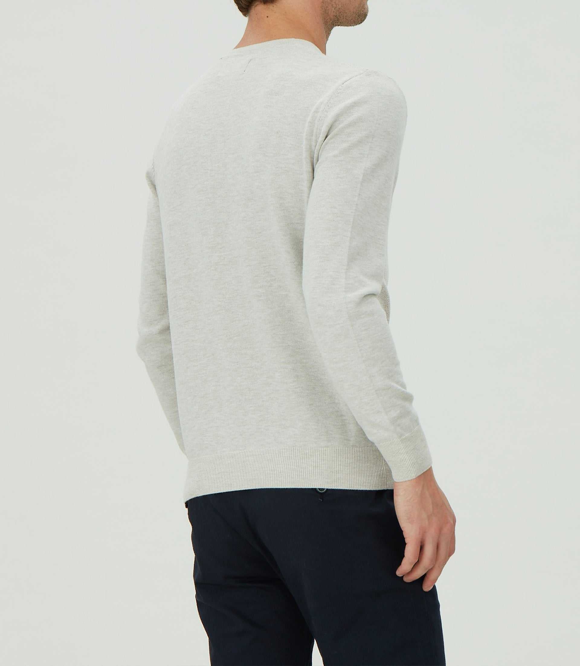 Pull col rond fantaisie beige "Leandre" - IZAC