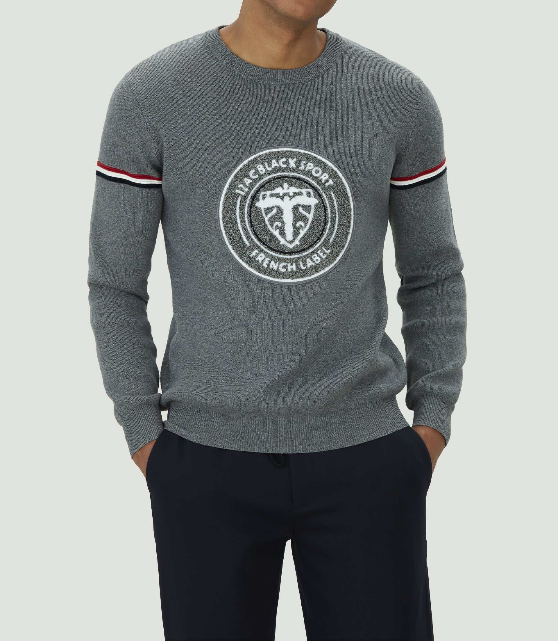 Pull col rond en coton gris "Leito" - IZAC