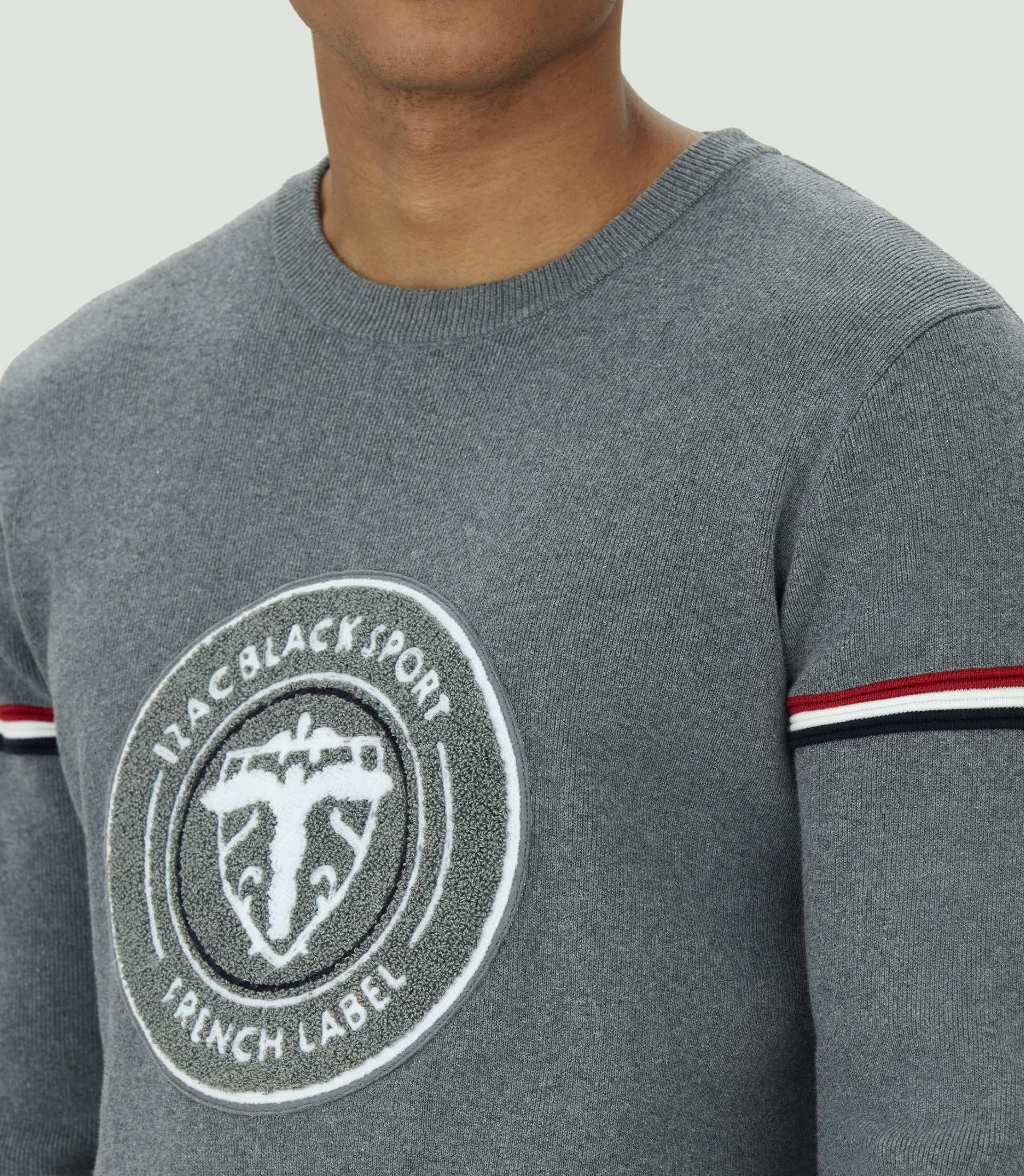 Pull col rond en coton gris "Leito" - IZAC