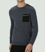 Pull col rond à empiècements anthracite "Lenna" - IZAC