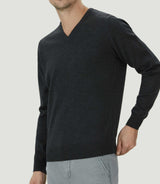 Pull col V mérinos anthracite "Ludgy" - IZAC