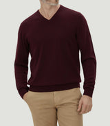 Pull col V mérinos bordeaux "Ludgy" - IZAC