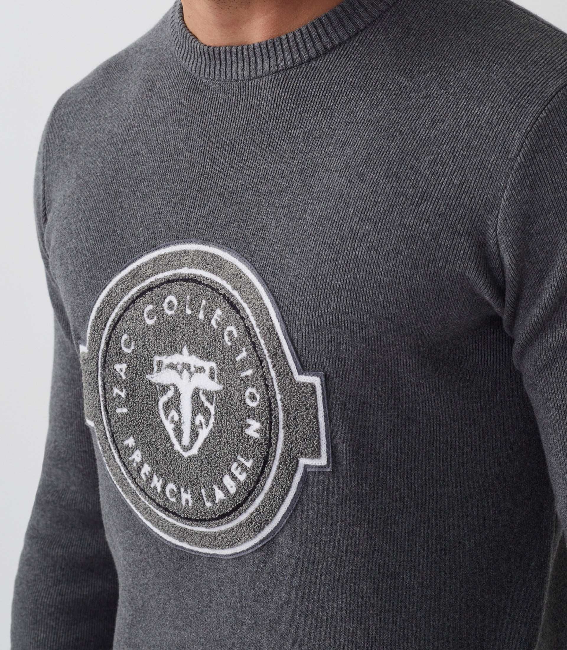 Pull col rond gris "Seito" - IZAC