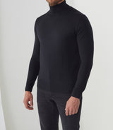 Pull col roulé noir "Serafino" - IZAC