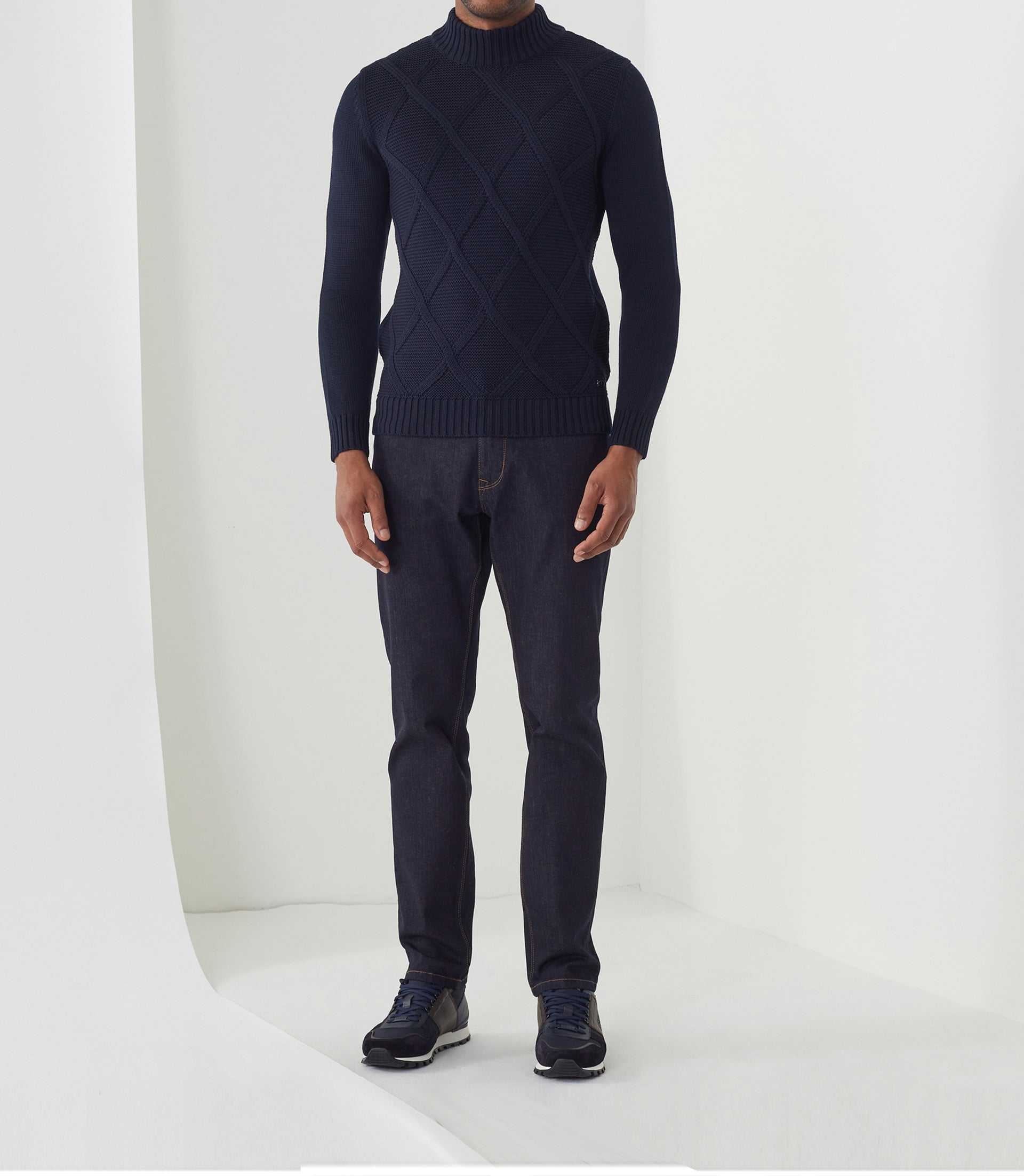 Pull col montant laine marine "Simeo" - IZAC
