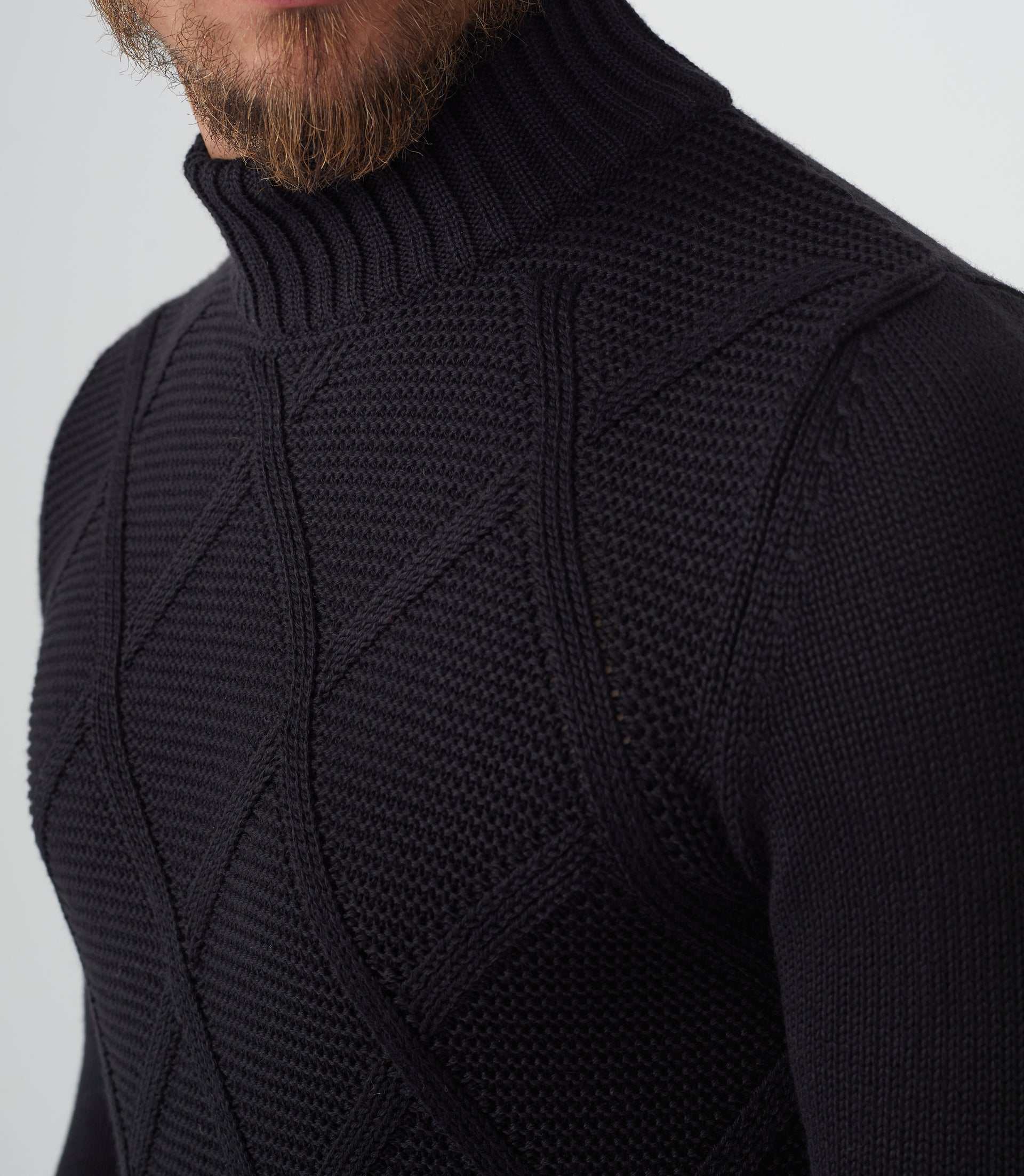 Pull col montant laine noir "Simeo" - IZAC