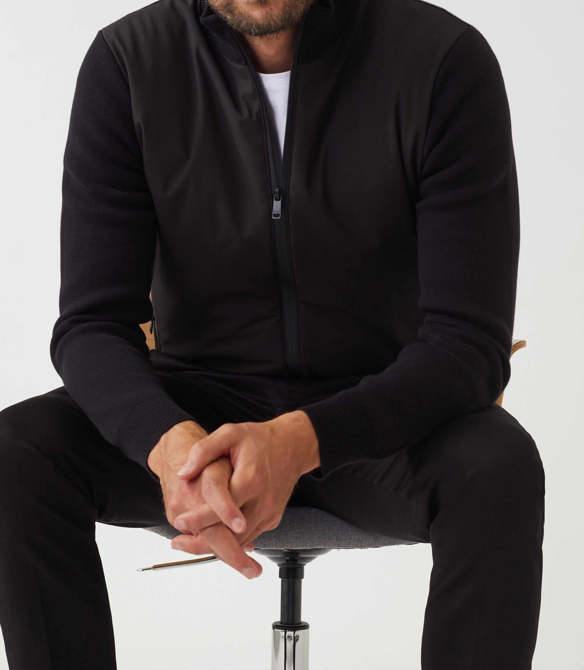 Gilet zippé col teddy noir "SWsherkan" - IZAC