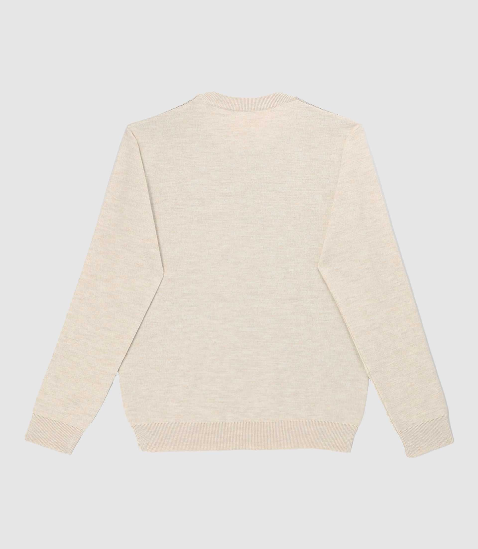 Pull col rond en laine mérinos beige BORIS - IZAC