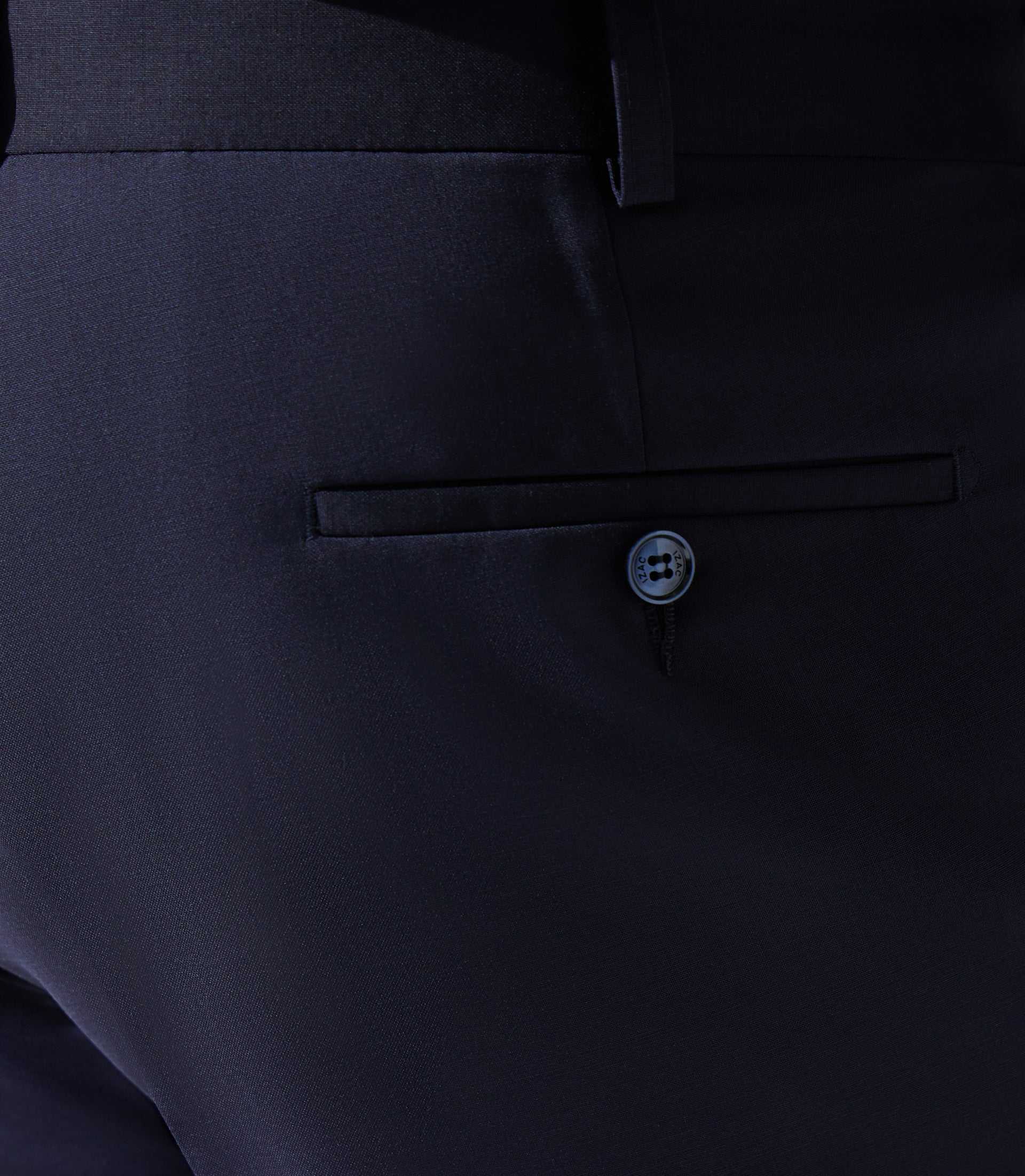 Pantalon ville en laine bleu marine FLATTEURBT - IZAC