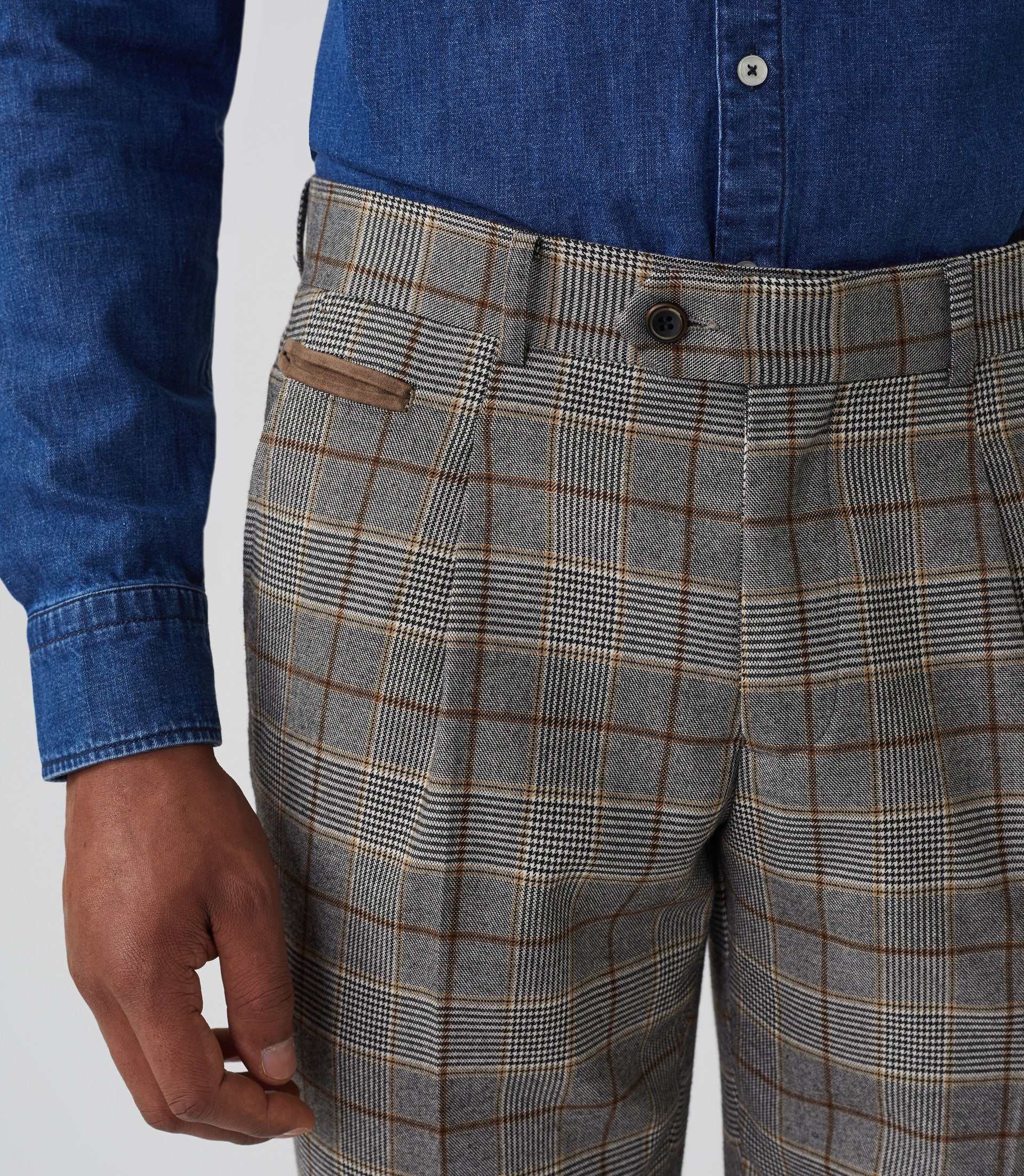 Pantalon ville Prince de Galles beige "Gvinyle" - IZAC