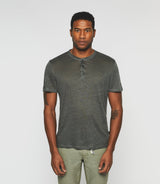 T-shirt manches courtes en lin kaki "Gianni" - IZAC