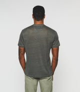 T-shirt manches courtes en lin kaki "Gianni" - IZAC
