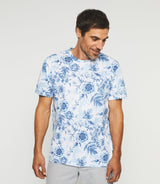 T-shirt à imprimé blanc et bleu "Guilian" - IZAC