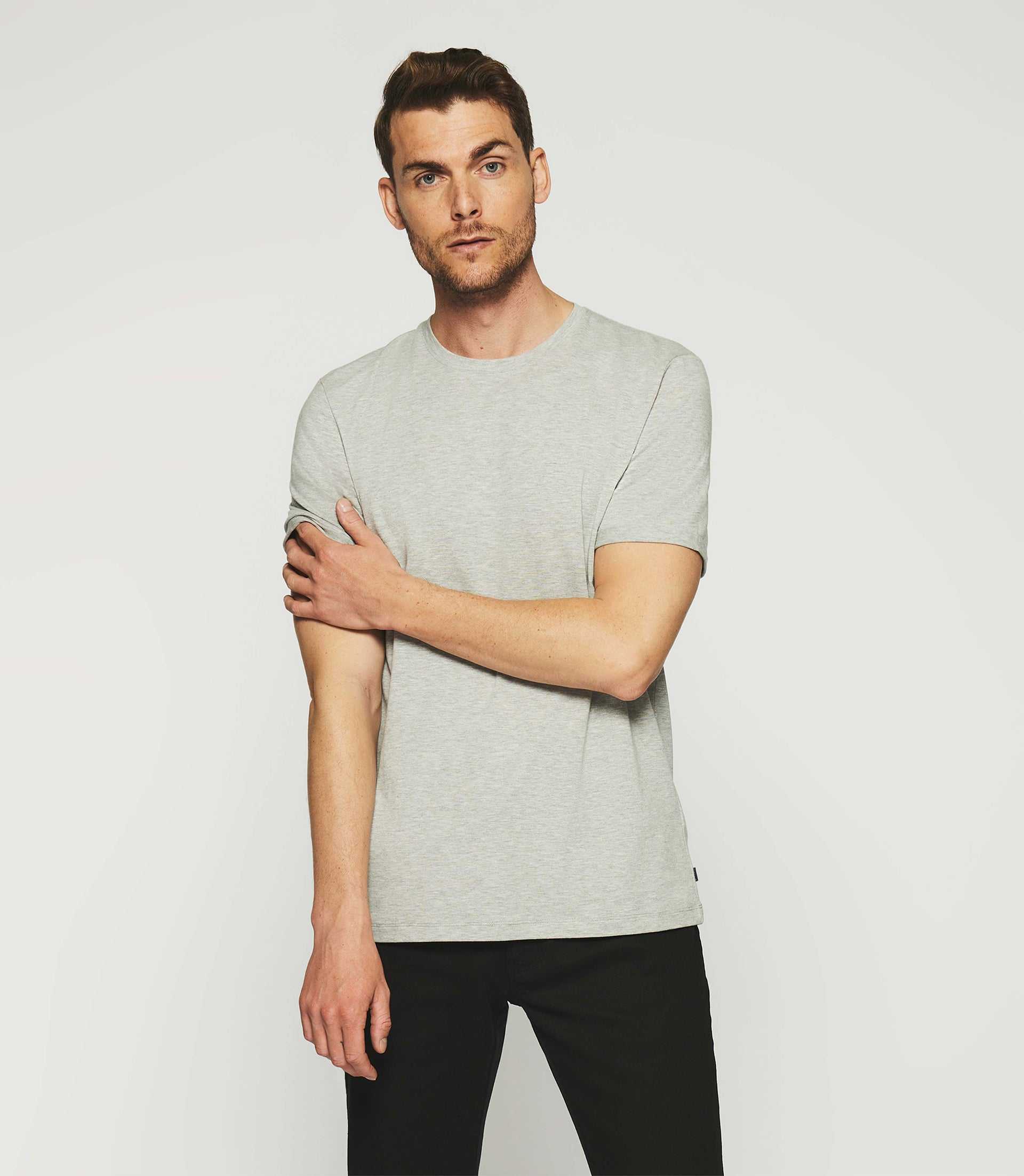 T-shirt uni à manches courtes gris chiné GINO - IZAC