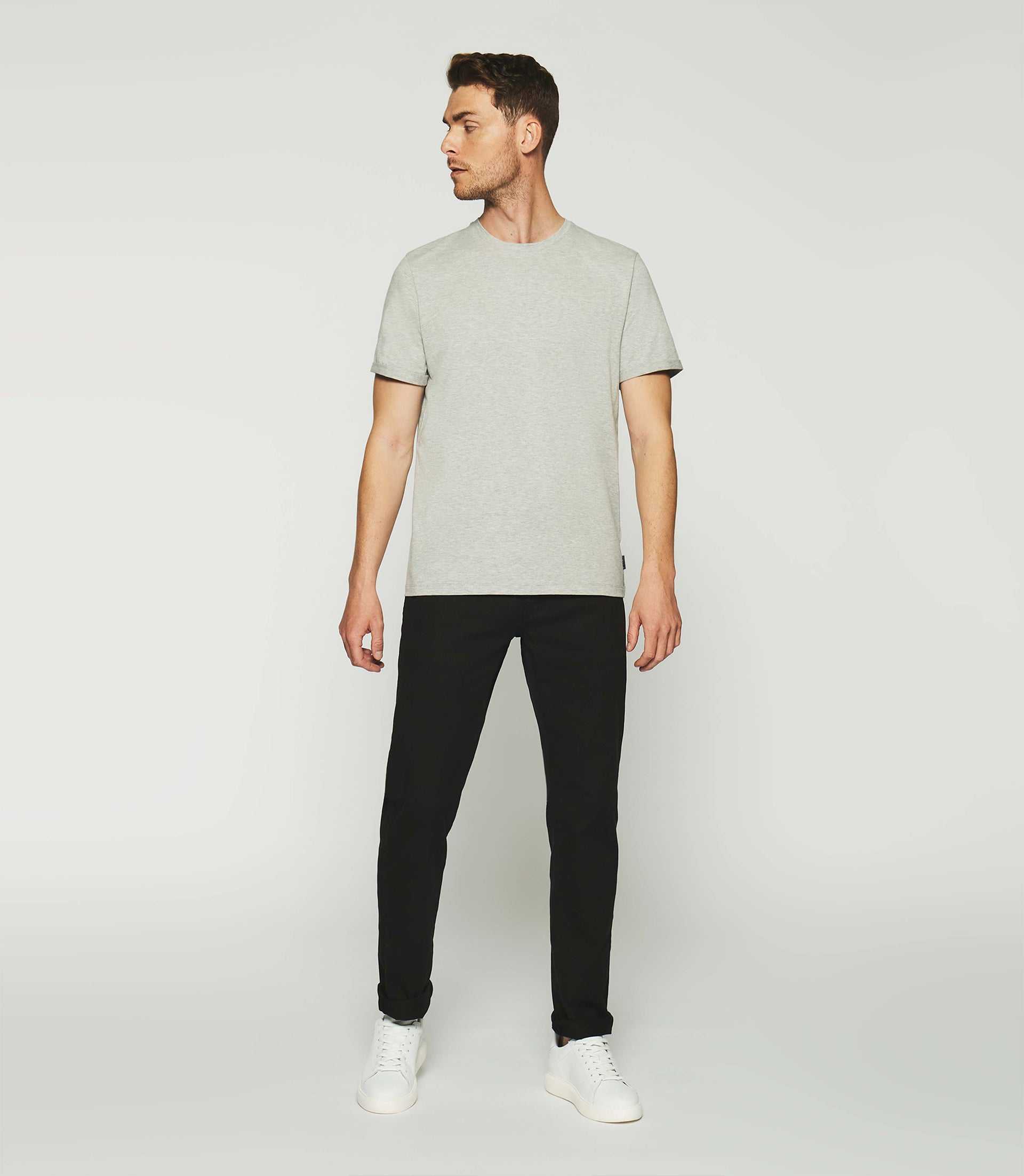 T-shirt uni à manches courtes gris chiné GINO - IZAC
