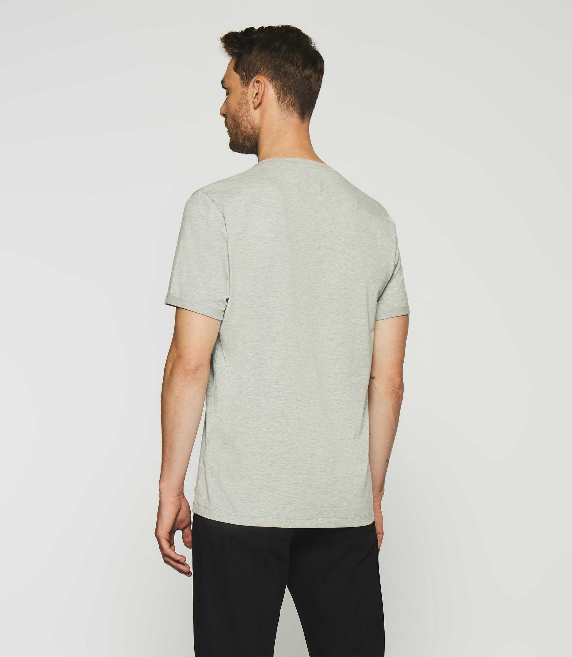 T-shirt uni à manches courtes gris chiné GINO - IZAC