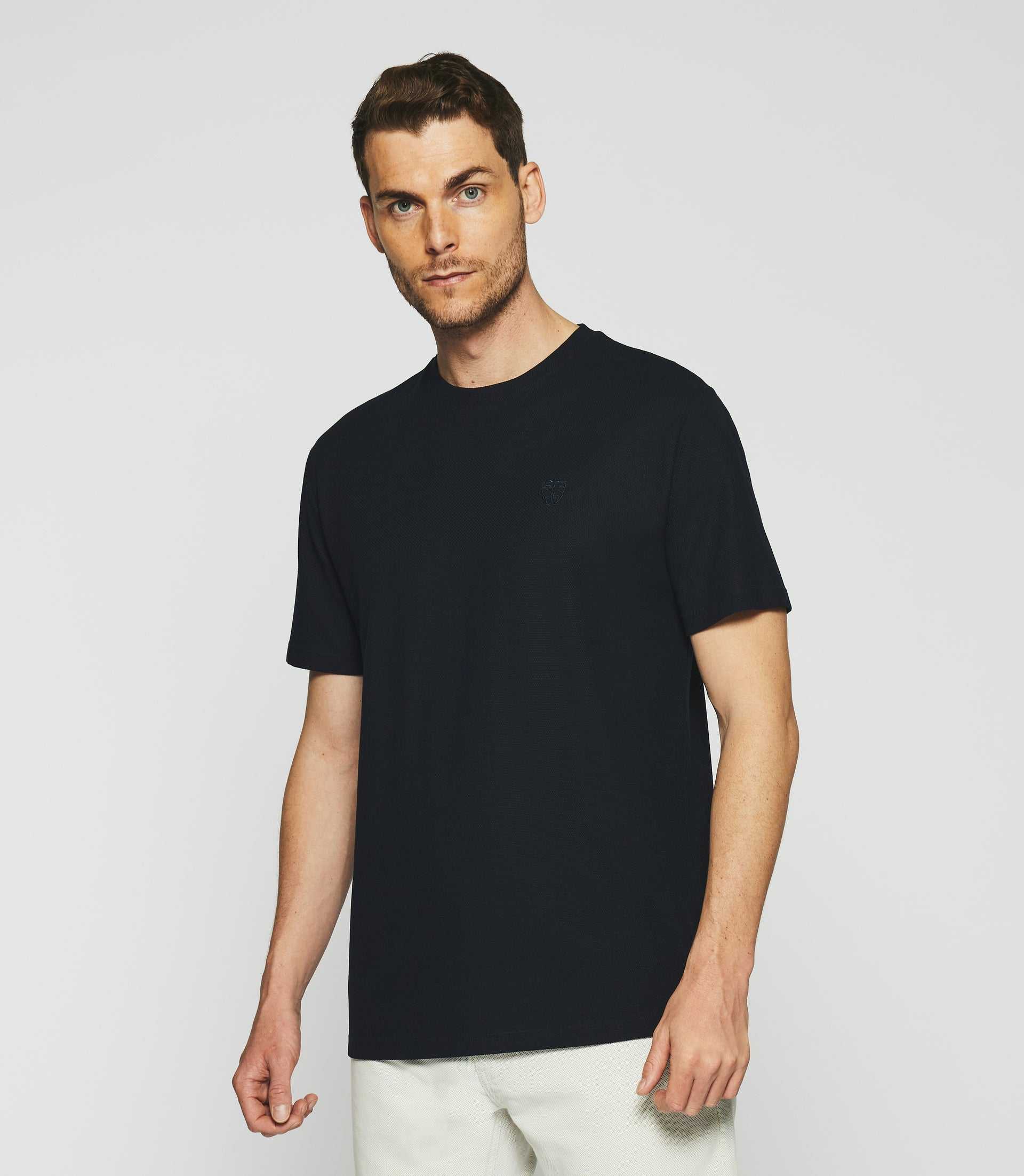 T-shirt à manches courtes uni marine GIOVANY - IZAC