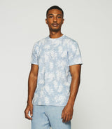 T-shirt à manches courtes à imprimé fleurs bleu et blanc GREG - IZAC