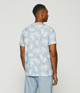 T-shirt à manches courtes à imprimé fleurs bleu et blanc GREG - IZAC