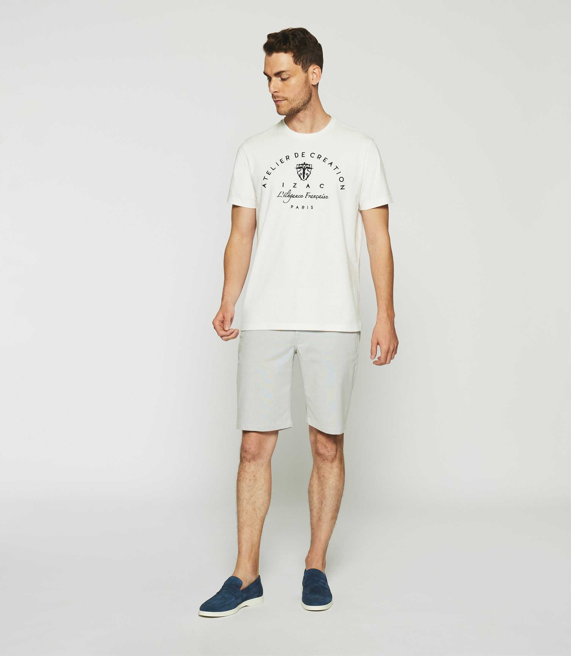 T-shirt à manches courtes brodé écru GUY - IZAC
