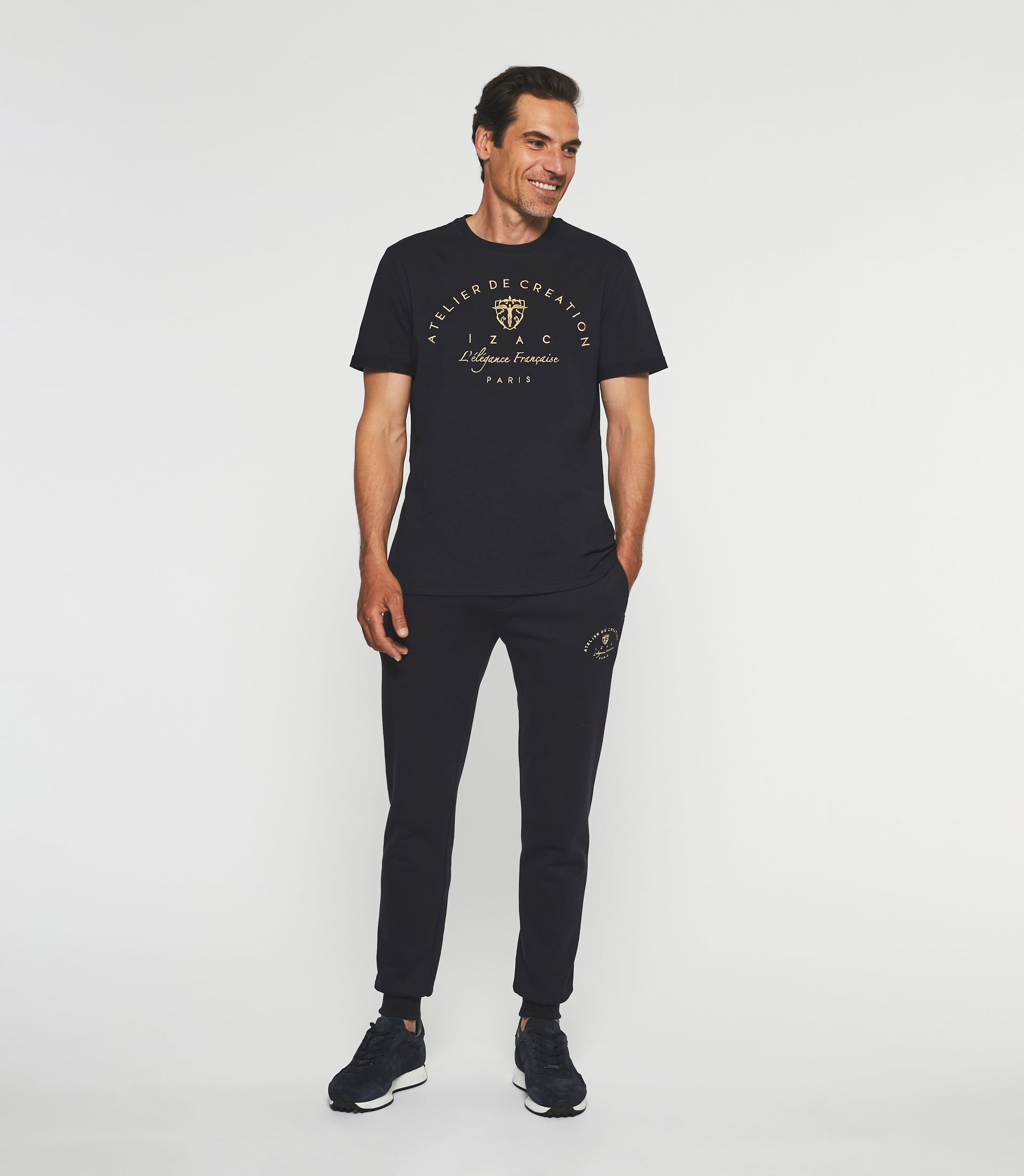 T-shirt manches courtes avec imprimé logo marine NOLAN - IZAC