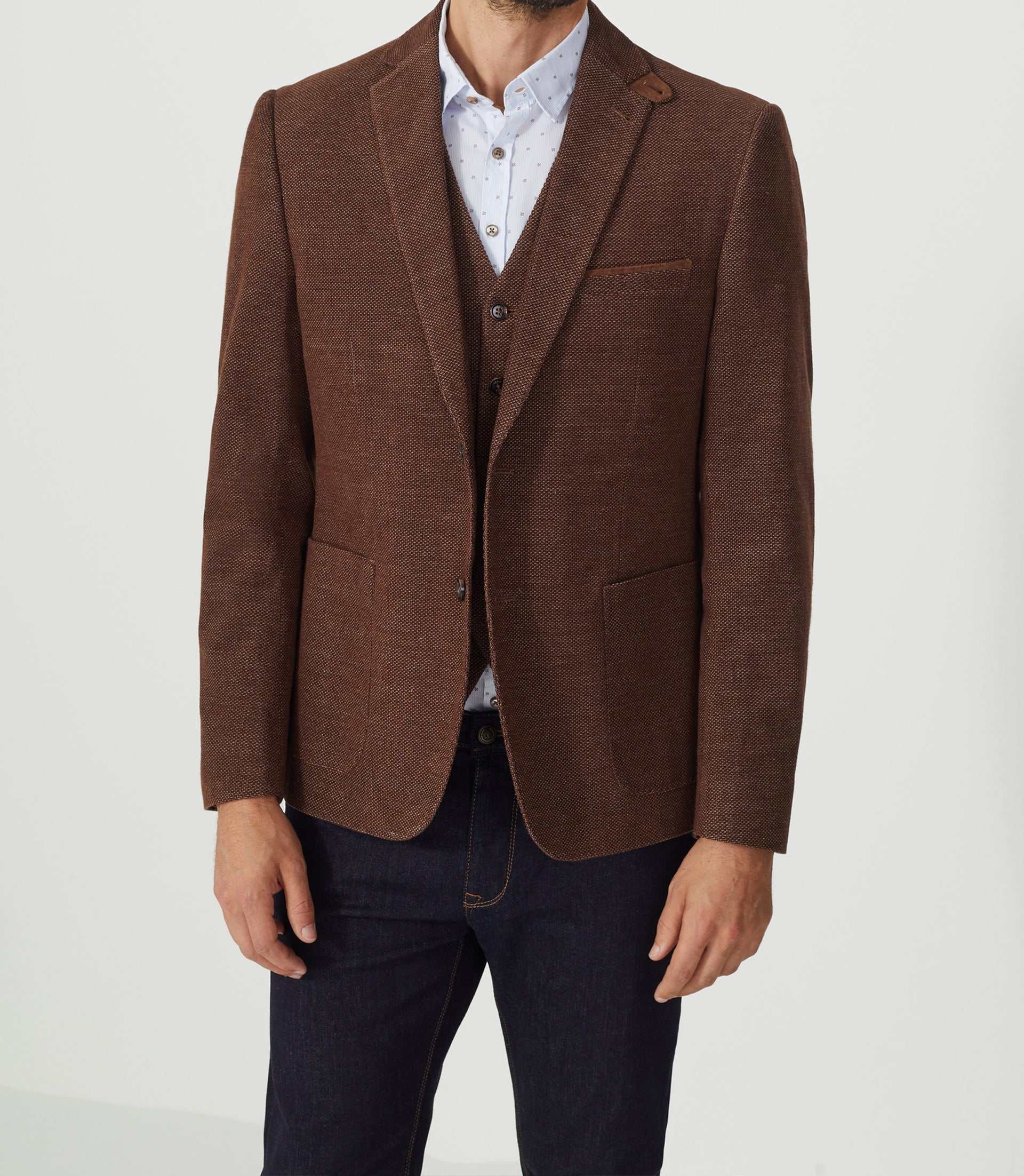 Veste velours fantaisie marron - clair "Record" - IZAC