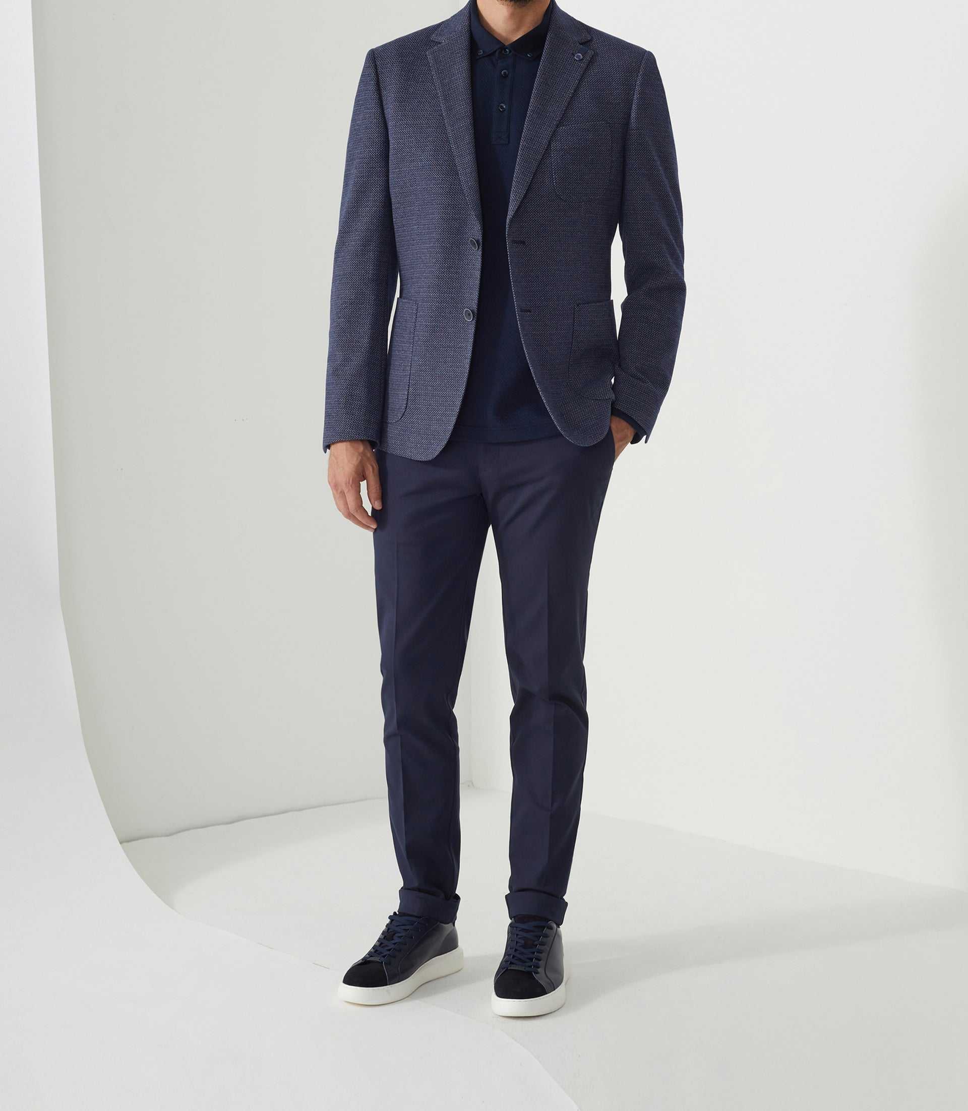 Veste casual en maille faux uni marine "Reflet" - IZAC