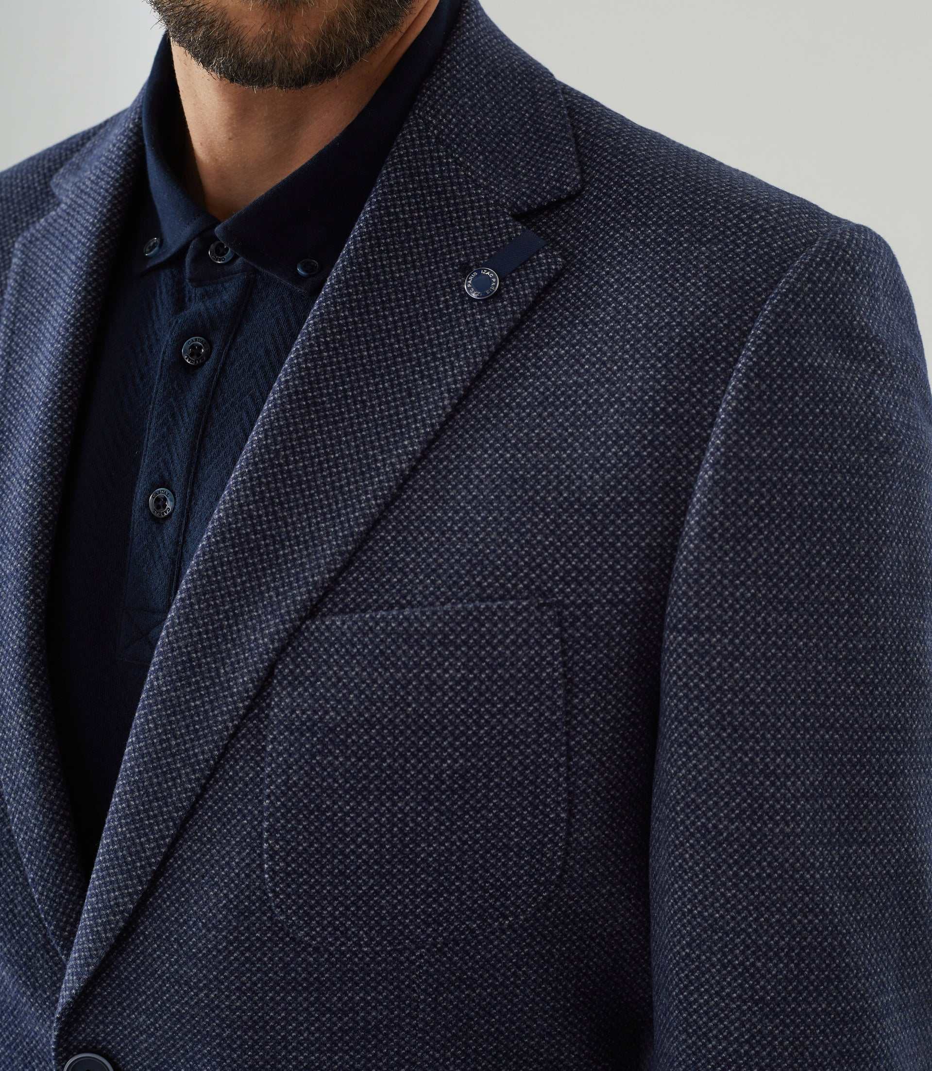 Veste casual en maille faux uni marine "Reflet" - IZAC