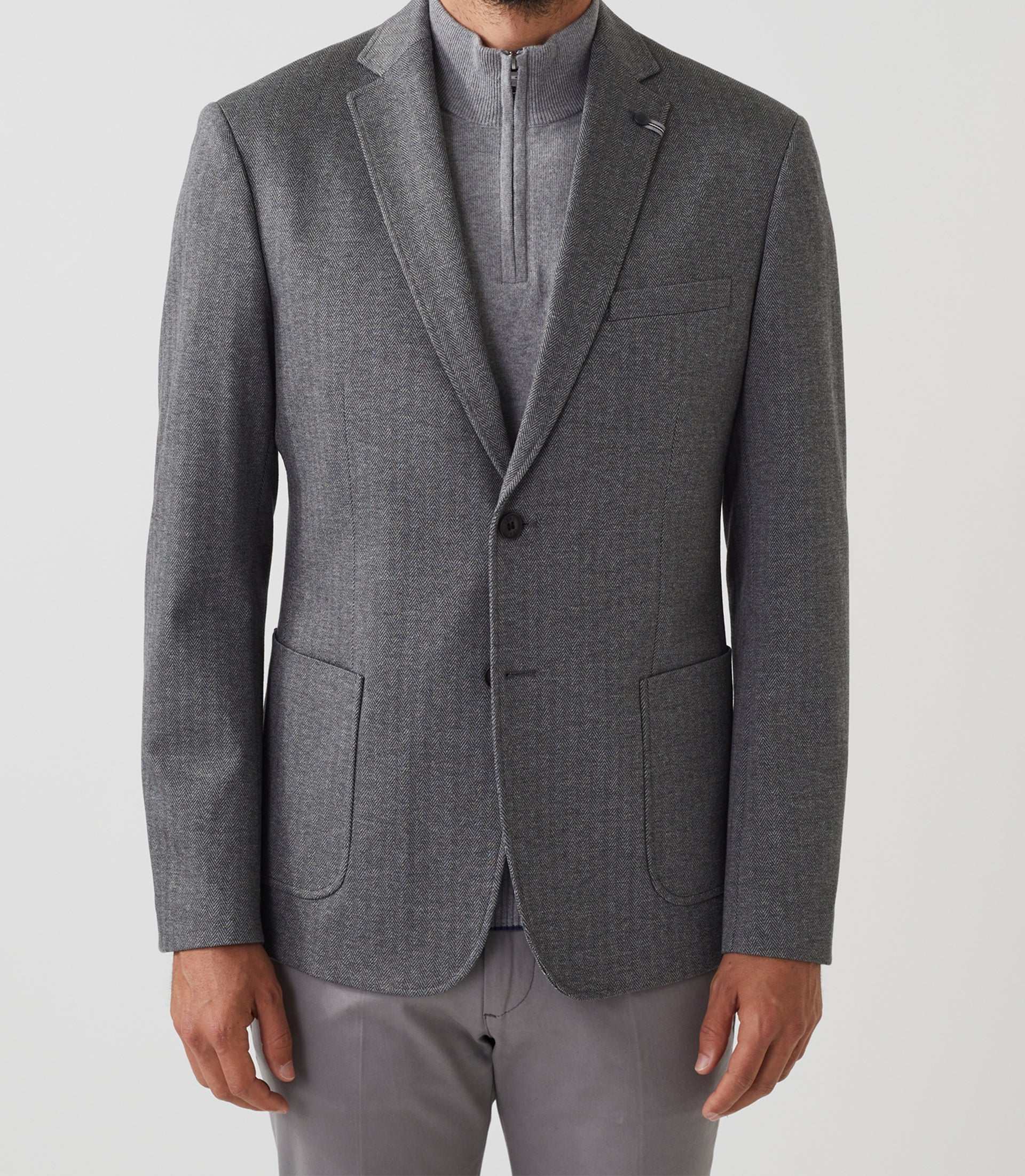 Veste maille chevron grise "Relief" - IZAC
