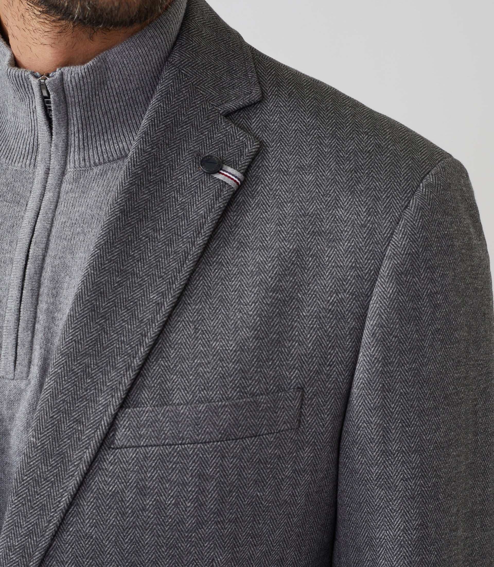 Veste maille chevron grise "Relief" - IZAC