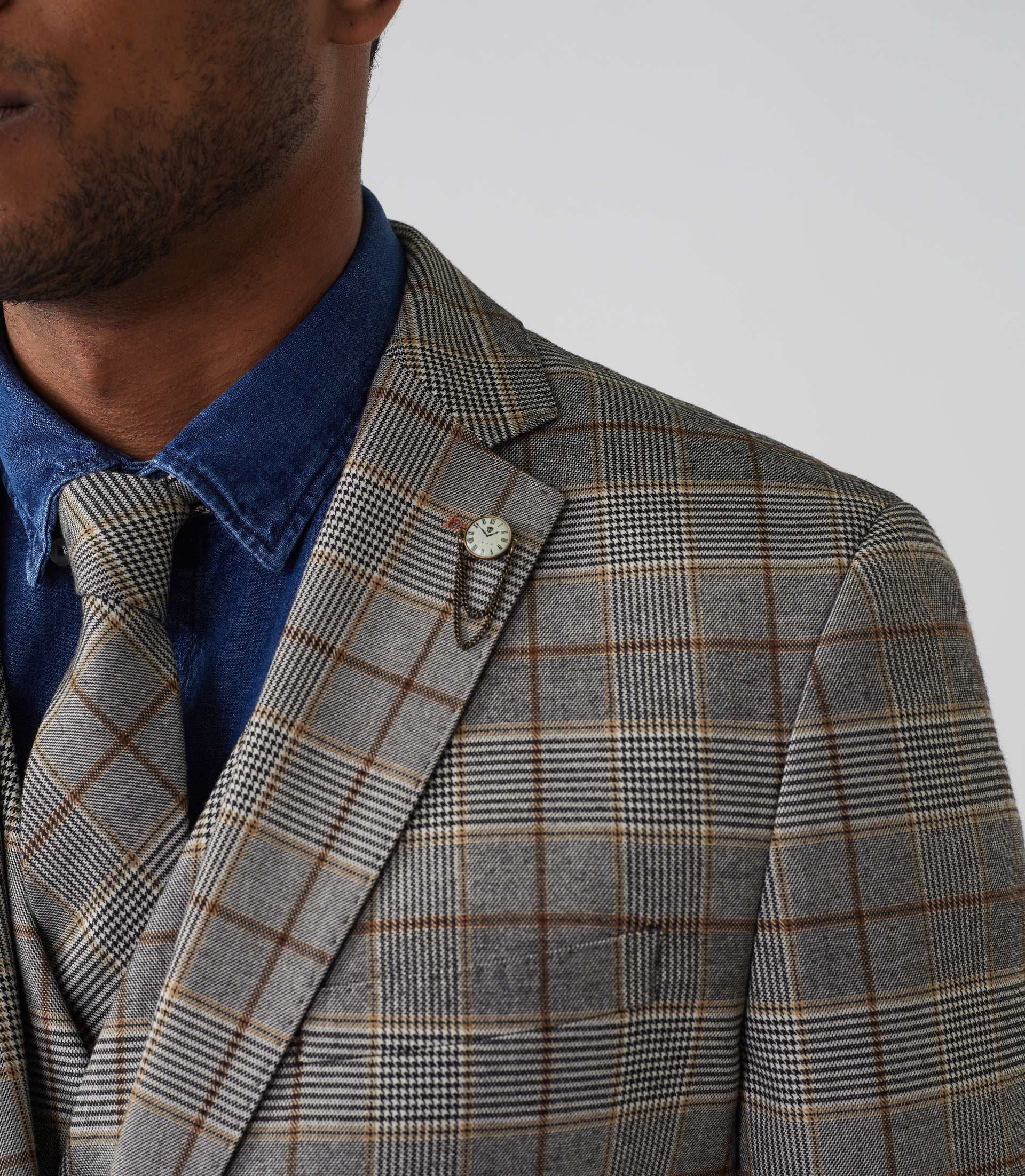 Veste ville à carreaux Prince de Galles beige "Vinyle" - IZAC
