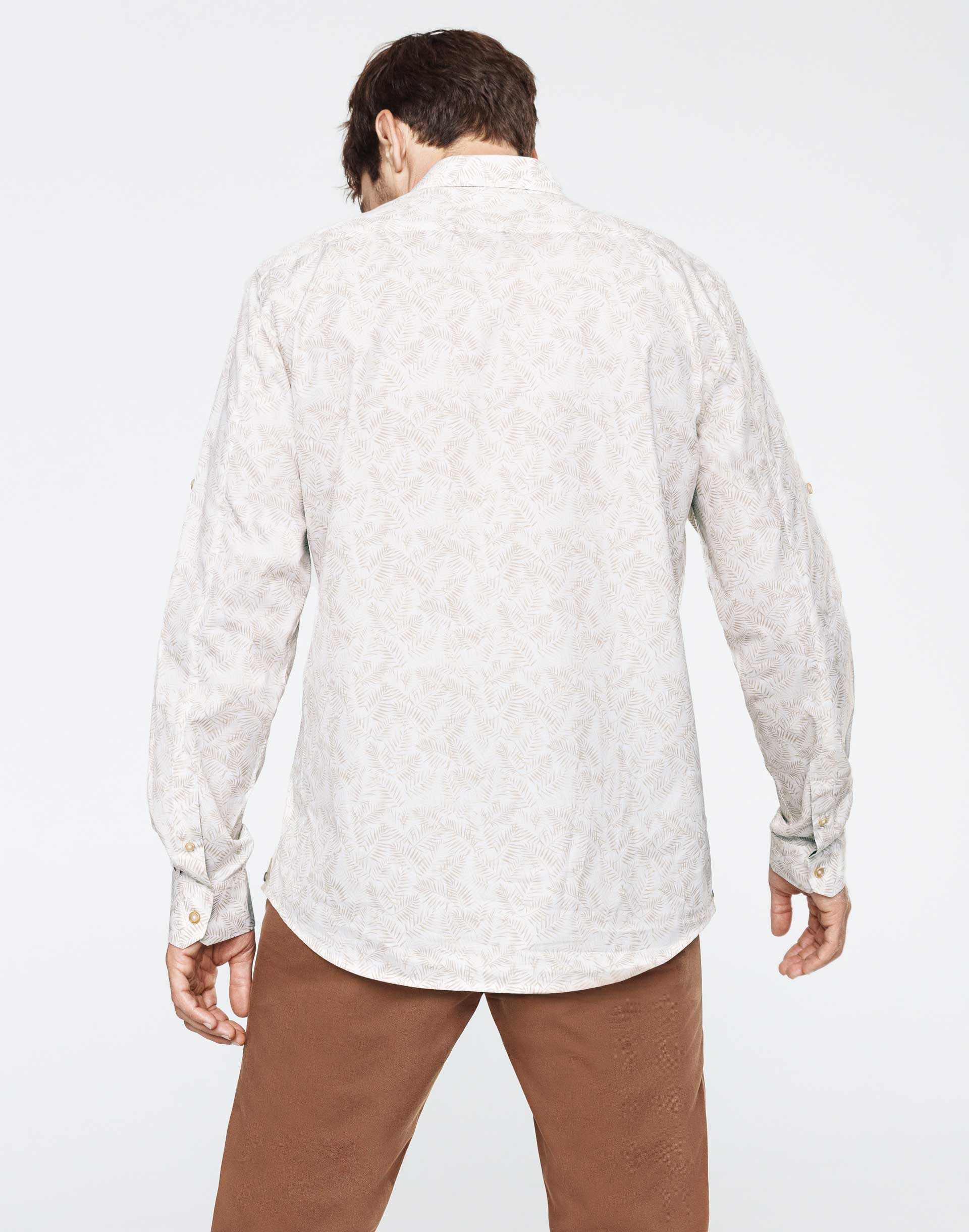 Chemise casual beige motif feuilles - IZAC