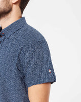 Chemise casual manches courtes seersucker marine - IZAC