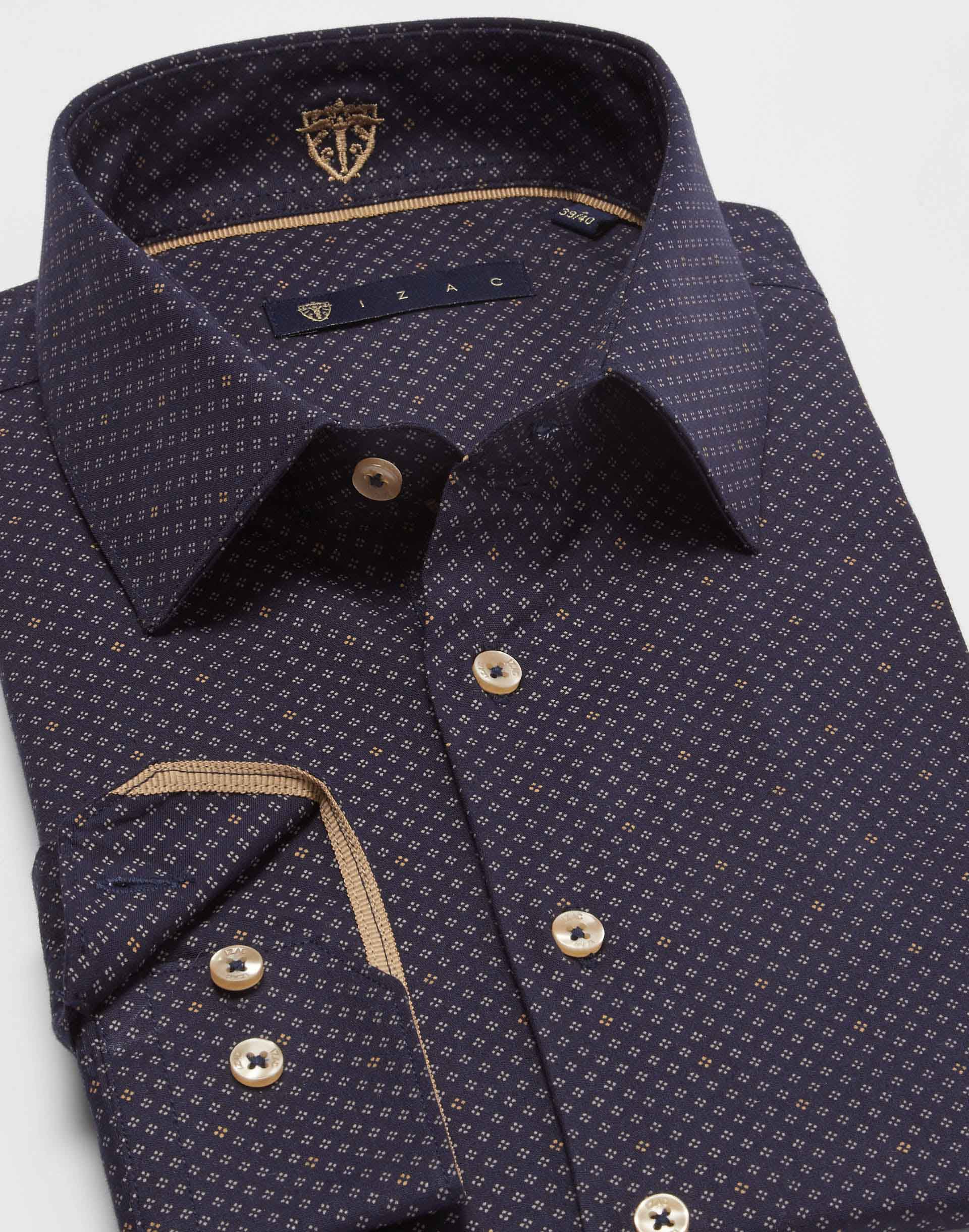 Chemise micro motif marine - IZAC