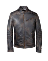 Blouson en cuir patiné bronze "Quadra" - IZAC