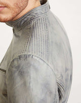 Blouson en cuir gris clair - IZAC