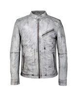 Blouson en cuir gris clair - IZAC
