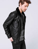 BLOUSON CUIR COL FOURRURE - IZAC