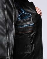 BLOUSON CUIR COL FOURRURE - IZAC
